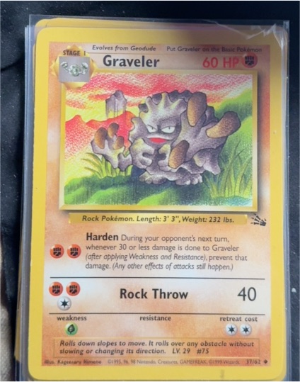 1995 Fossil #37 Graveler — front
