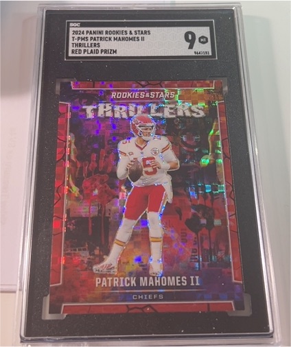 2024 Panini Rookies & Stars #T-PMS Patrick Mahomes II Thrillers Red Plaid Prizm — front