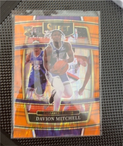 2021-22 Panini Select #23 Davion Mitchell Orange Flash Prizm Rookie — front