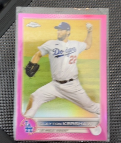 2022 Topps Chrome #183 Clayton Kershaw Pink Refractor — front