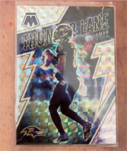 2022 Panini Mosaic Thunder Lane #TL-24 Lamar Jackson — front