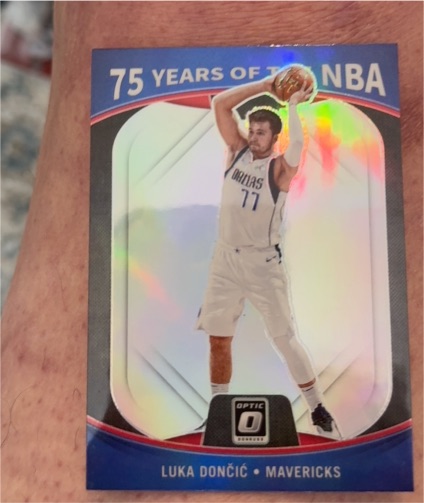 2021-22 Panini Donruss Optic #26 Luka Dončić 75 Years of the NBA Silver Prizm — front