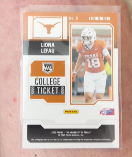 2025 Panini University of Texas NIL College Ticket #9 Liona Lefau — front