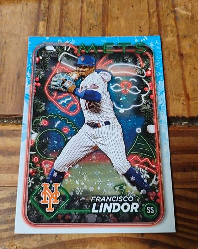 2024 Topps Holiday #H36 Francisco Lindor — front