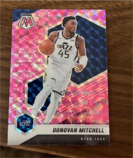 2020-21 Panini Mosaic #64 Donovan Mitchell Pink Camo Prizm Utah Jazz — front