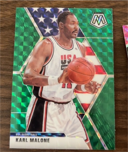 2019-20 Panini Mosaic #257 Karl Malone Green Mosaic Prizm Team USA — front