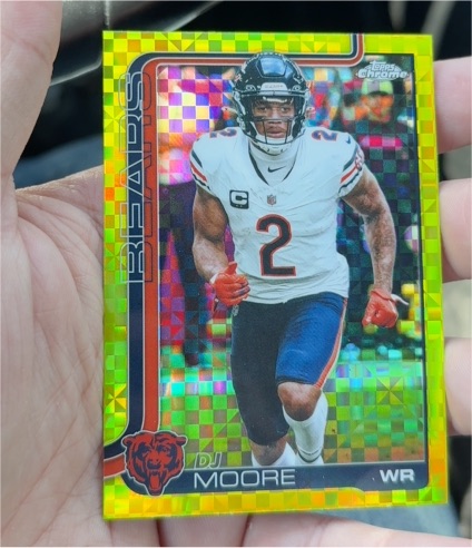 2025 Topps Chrome #48 DJ Moore Lime Green X-Fractor Chicago Bears — front