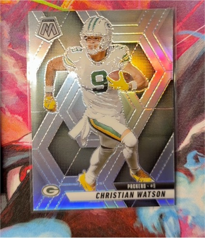 2025 Panini Mosaic #242 Christian Watson Silver Prizm Green Bay Packers — front