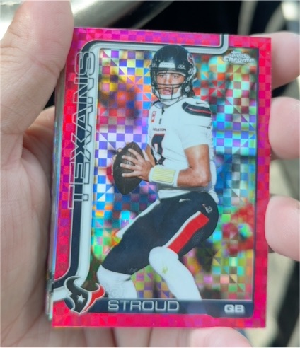2025 Topps Chrome #119 CJ Stroud Hot Pink X-Fractor — front