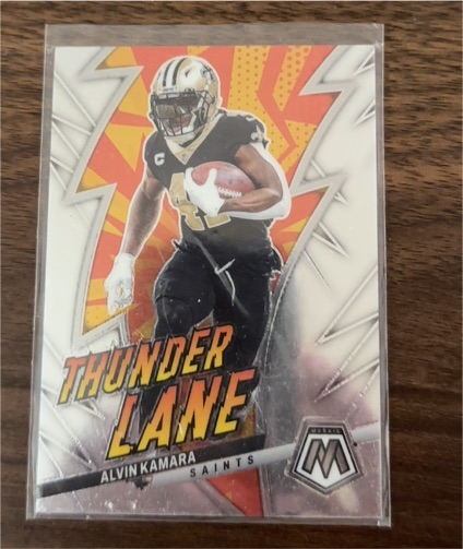2023 Panini Mosaic Thunder Lane #TL-AK Alvin Kamara — front