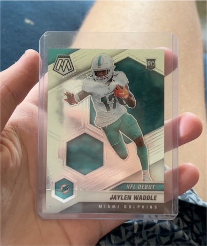 2021 Panini Mosaic #248 Jaylen Waddle NFL Debut Rookie Card — front