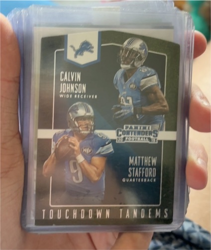 2015 Panini Contenders Touchdown Tandems #TT9 Calvin Johnson Matthew Stafford — front