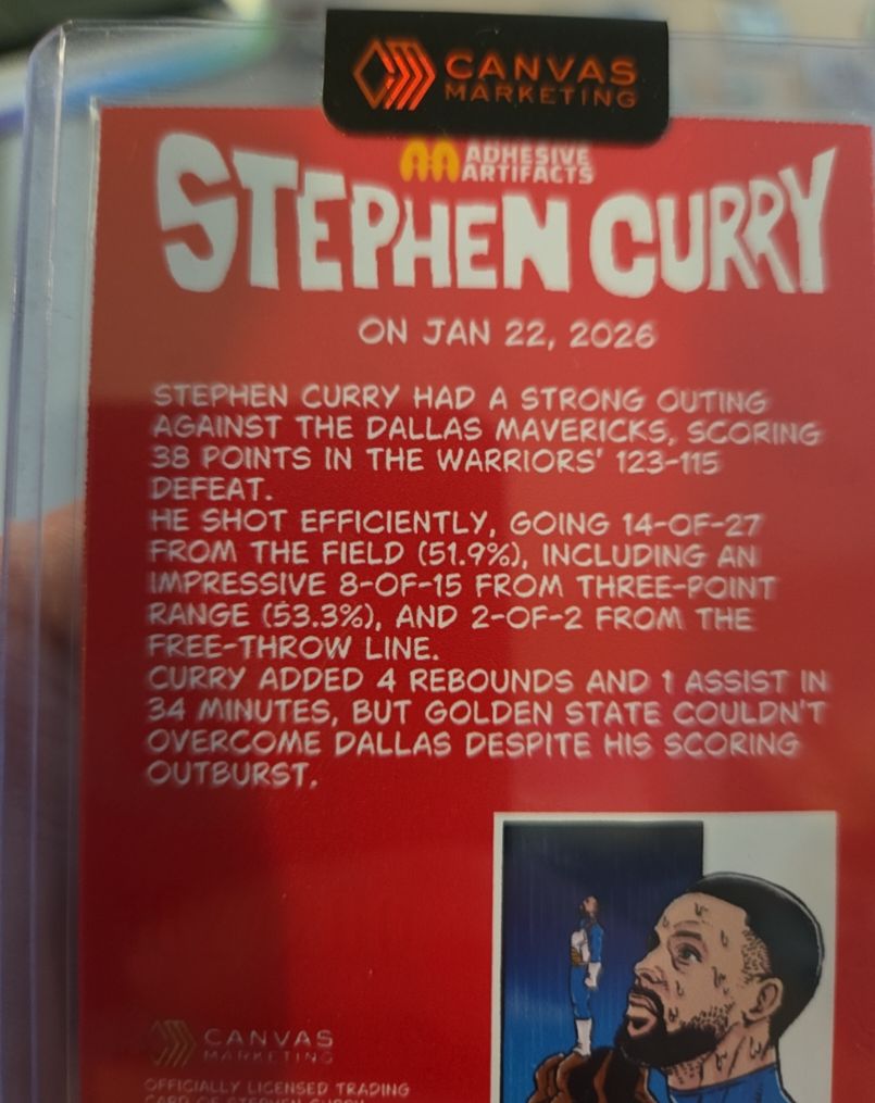 2026 Canvas Marketing Stephen Curry Adhesive Artifacts — front