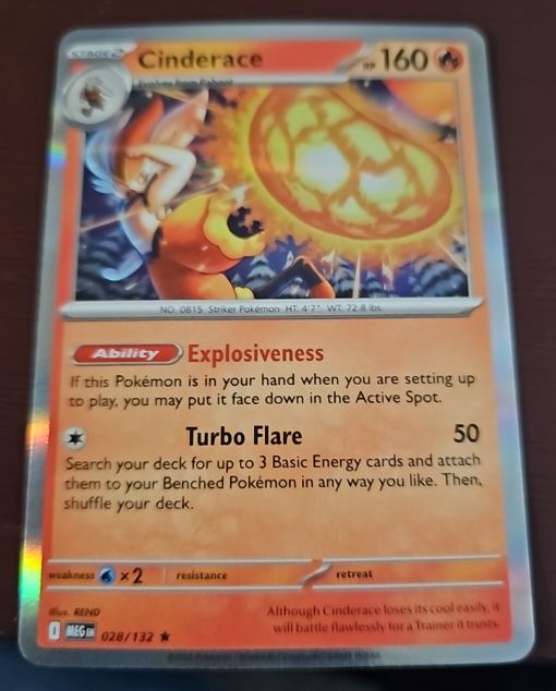 Pokémon TCG 028/132 Cinderace — front