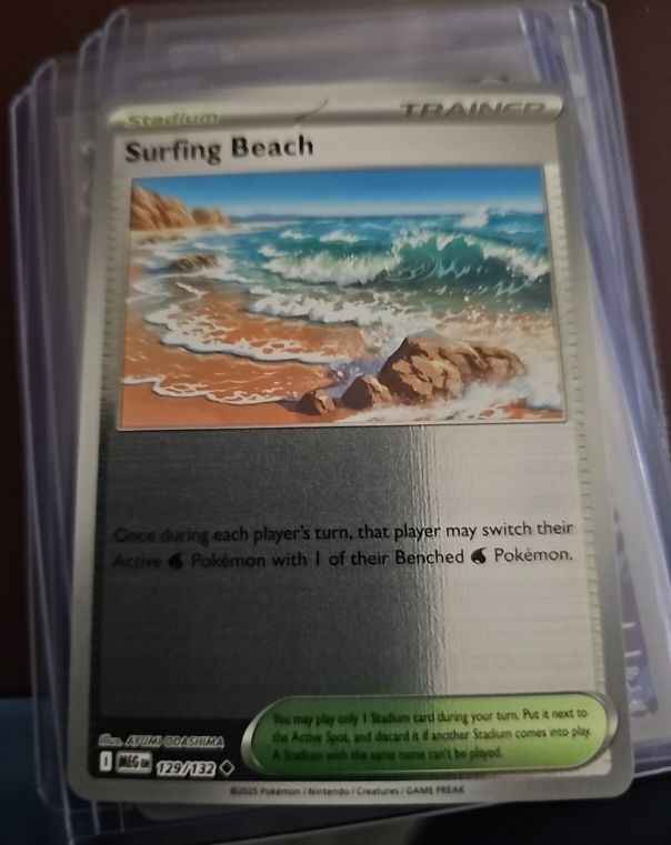 2023 Pokémon MEG Trainer Stadium #129 Surfing Beach — front