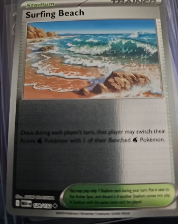 2023 Pokémon TCG Mega Evolution #129 Surfing Beach — front