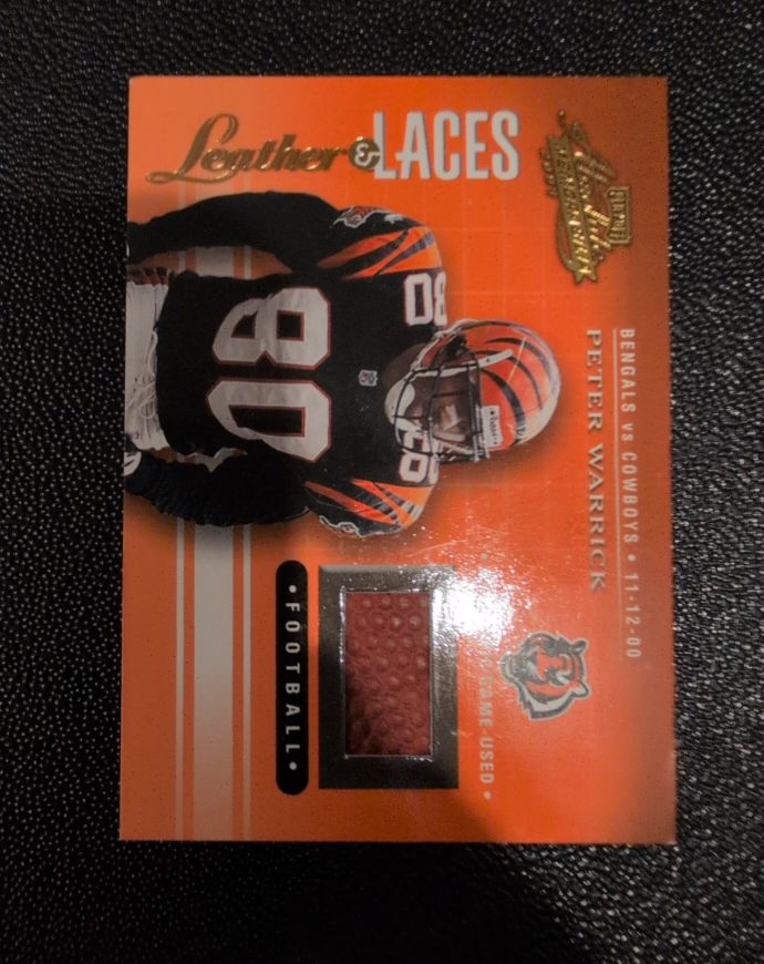 2001 Playoff Absolute Memorabilia Leather & Laces #LL11 Peter Warrick — front