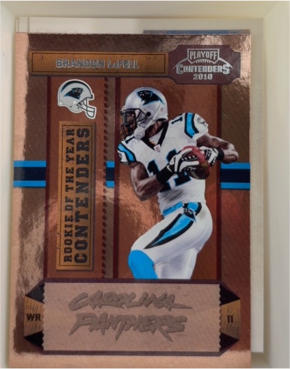2010 Playoff Contenders Rookie of the Year #15 Brandon LaFell — front