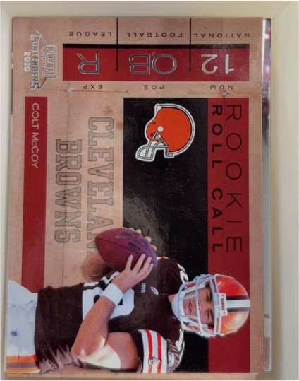 2010 Playoff Contenders #4 Colt McCoy Rookie Roll Call — front