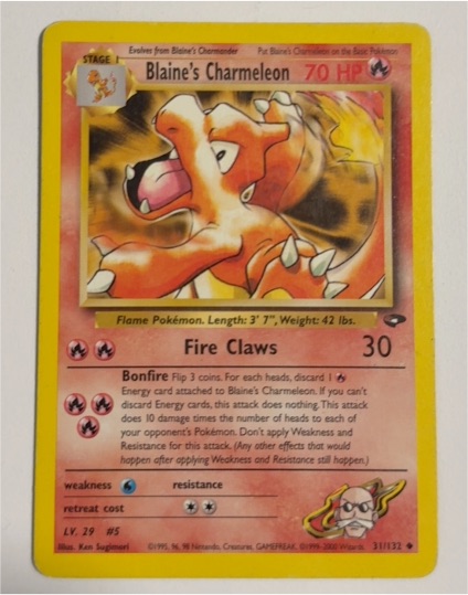 1999 Wizards of the Coast Gym Challenge #31 Blaine's Charmeleon — front