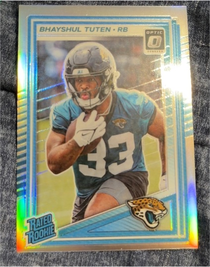 2025 Panini Donruss Optic #333 Bhayshul Tuten Rated Rookie Silver Prizm — front