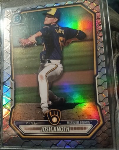 2026 Bowman Chrome #BCP-113 Josh Knoth Reptilian Refractor Milwaukee Brewers — front