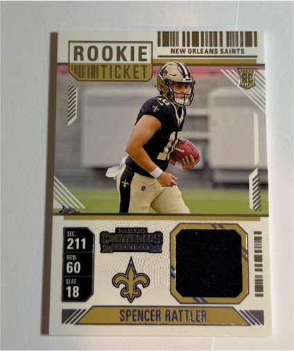 2024 Panini Contenders Rookie Ticket Swatches #RTS-SRR Spencer Rattler — front