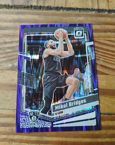 2023-24 Panini Donruss Optic #199 Mikal Bridges Purple Shock Prizm — front