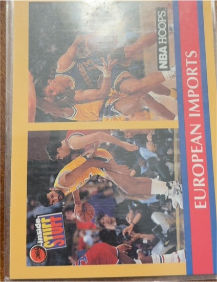 1990-91 NBA Hoops #384 European Imports Vlade Divac Sarunas Marciulionis — front