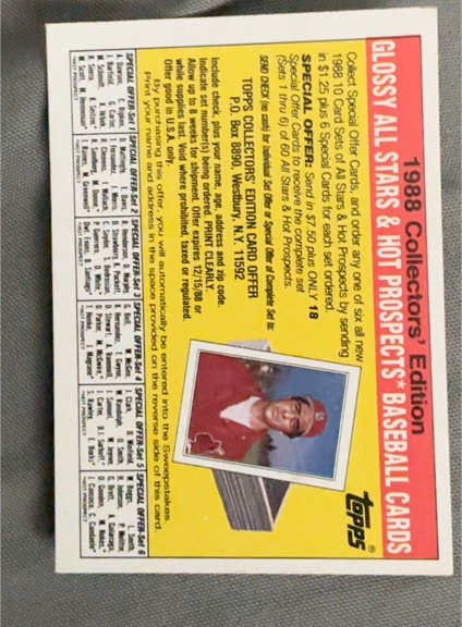 1988 Topps #NNO Collectors' Edition Glossy All Stars & Hot Prospects Offer — front