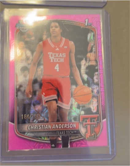 2025 Bowman Chrome #45 Christian Anderson Pink Mojo Refractor Texas Tech — front