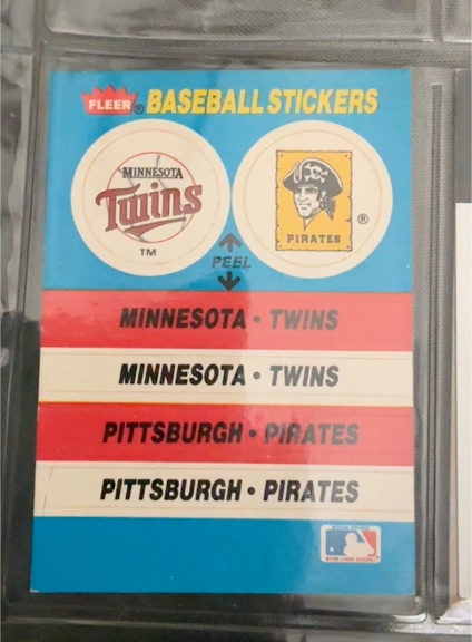 1987 Fleer #NNO Minnesota Twins / Pittsburgh Pirates Team Stickers — front