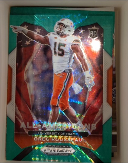 2021 Panini Prizm Draft Picks #200 Greg Rousseau All-Americans Green Prizm RC — front
