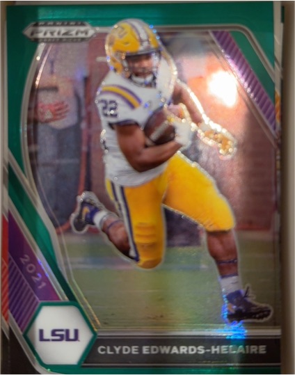 2021 Panini Prizm Draft Picks #74 Clyde Edwards-Helaire Green Prizm — front