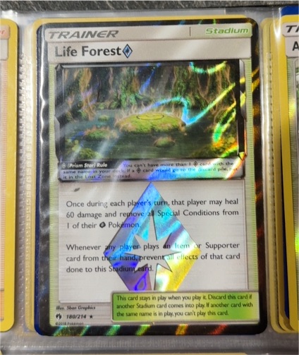 2018 Pokémon SM Lost Thunder #180 Life Forest Prism Star — front