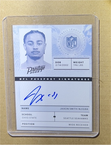 2023 Panini Prestige NFL Passport Signatures #NPS-JSN Jaxon Smith-Njigba — front