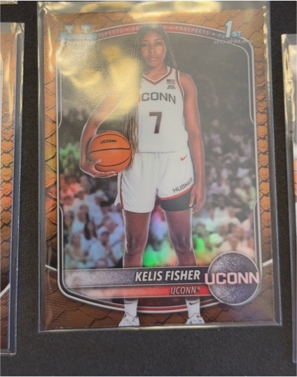 2025-26 Bowman U Chrome 1st #BCP-89 Kelis Fisher Reptilian Refractor Uconn — front