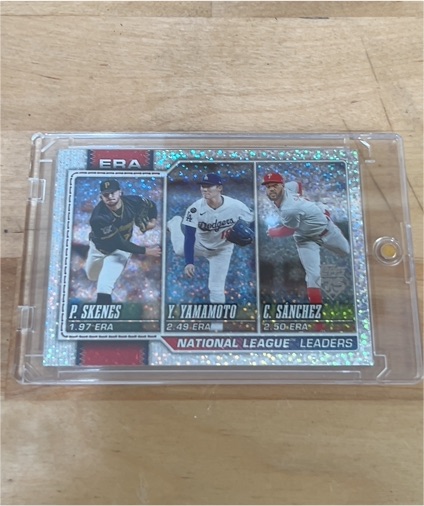 2026 Topps Series 1 #203 NL ERA Leaders P. Skenes, Y. Yamamoto, C. Sanchez — front