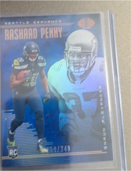 2018 Panini Illusions #34 Rashaad Penny / Shaun Alexander — front