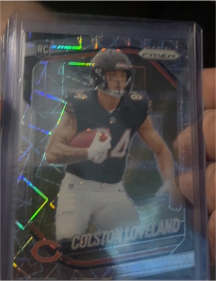 2025 Panini Prizm #319 Colston Loveland Lazer Prizm Rookie Card — front