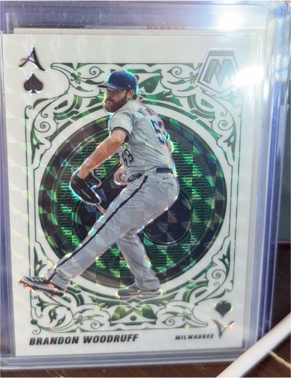 2022 Panini Mosaic #A-12 Brandon Woodruff Aces Green Mosaic — front