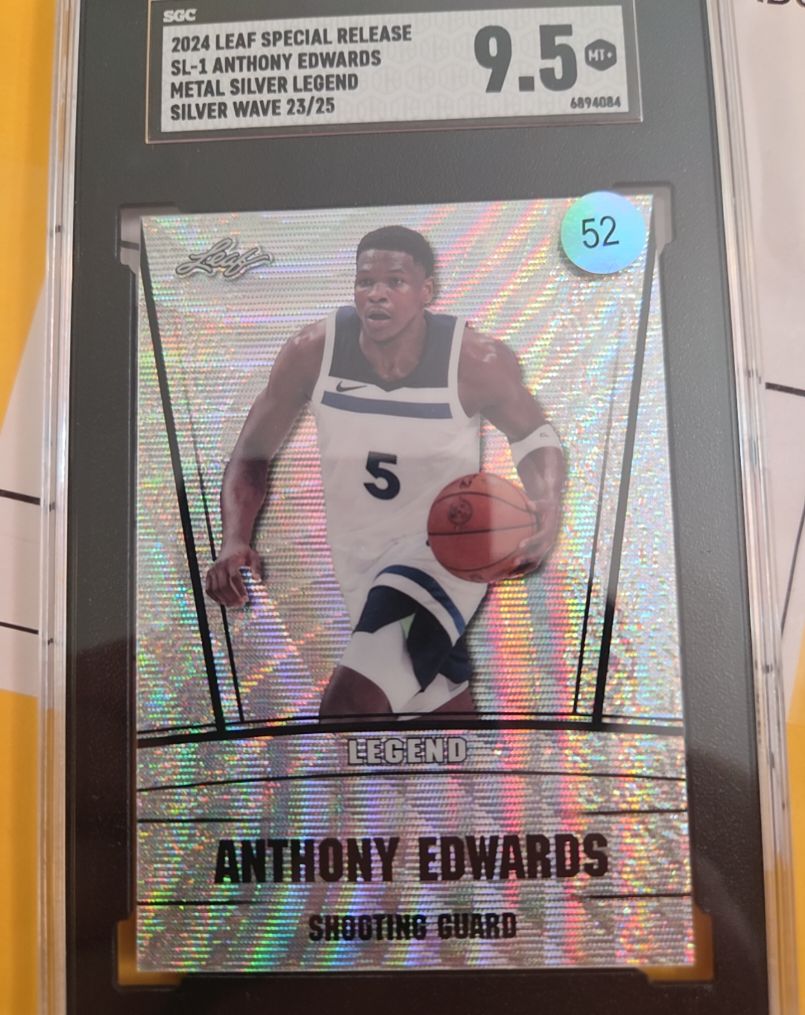 2024 Leaf Special Release #SL-1 Anthony Edwards Metal Silver Legend Silver Wave — front