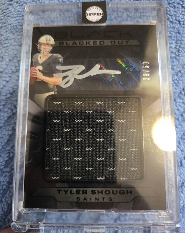 2025 Panini Black Blacked Out #BJA-TSH Tyler Shough — front