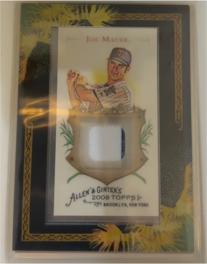 2008 Topps Allen & Ginter's Framed Mini Relics #AGR-JM Joe Mauer — front
