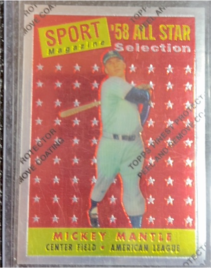 1997 Topps Finest #25 Mickey Mantle 1958 All-Star Sport Magazine Reprint — front