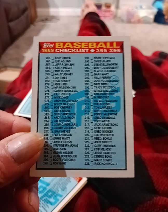1989 Topps #378 Checklist 265-396 — front