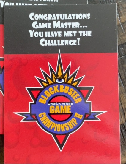 1995 Blockbuster World Video Game Championship II Card — front