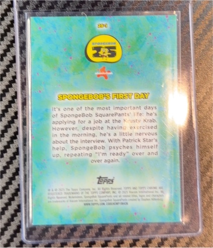 2025 Topps Chrome SpongeBob SquarePants #25-1 SpongeBob's First Day — front