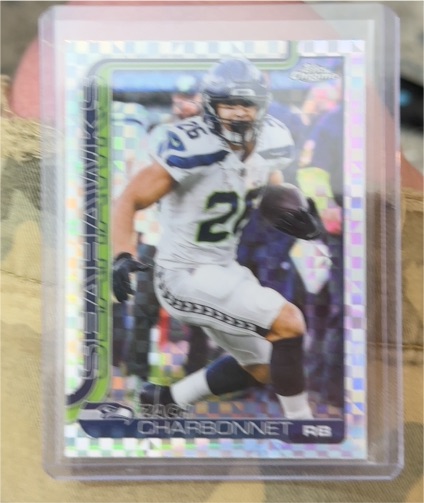 2025 Topps Chrome #279 Zach Charbonnet X-Fractor Seattle Seahawks — front