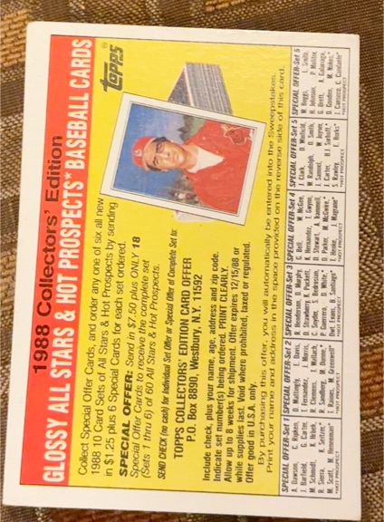 1988 Topps #NNO Collectors' Edition: Glossy All Stars & Hot Prospects Offer — front
